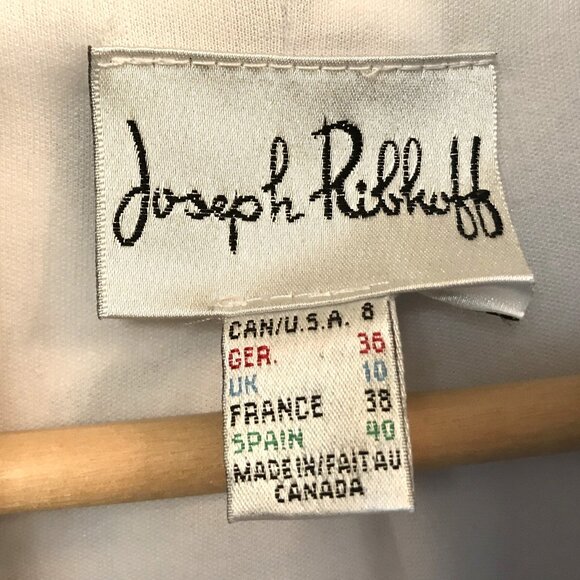 Joseph Ribkoff Vintage Blazer: 80s Button-Down Jacket, Black White Fern, Size 8 - Picture 4 of 9